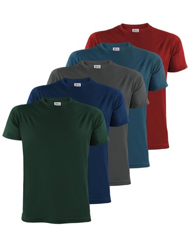 ALPIDEX Herren T-Shirts 5er Set Rundhals einfarbig S M L XL XXL 3XL 4XL 5XL, Größe:M, Farbe:Earth