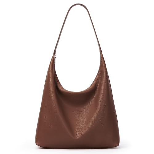 KALIDI Damen Shopper Handtasche Schultertasche PU Leder Tote Bag Vintage Hobo Tasche mit Reißverschluss Groß für Arbeit Schule Shopper Lässige täglich Dunkelbraun