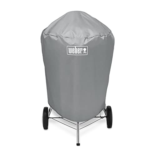 Weber Abdeckhaube/Grillabdeckung für 47 cm Holzkohlegrills, Leichtes und wasserabweisendes Material mit Befestigungsgurten, Grau, 58,5 x 72,5 x 91 cm