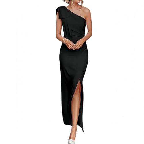 AOWVUTS Damen Abendkleid Sexy Schulterfrei Lang Ballkleid Elegant Ärmelloses Schlitz Maxikleid Eng Figurbetontes Bodycon Kleider Formal Hochzeit Festlich Partykleid Cocktailkleid