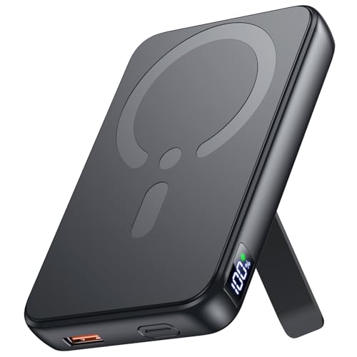 Powerbank für Magsafe, 12000mAh Magnetische Power Bank, PD 22.5W USB-A Ausgabe, Kabelloses Tragbares Ladegerät mit Typ-C-Eingang und Ausgang, LED-Anzeige für iPhone 17/16/15/14/13/12/Pro/Pro Max Serie