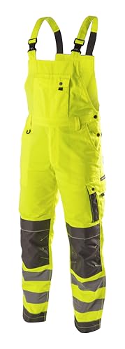HÖGERT Technik Herren Warnschutz Latzhose – Atmungsaktive Arbeitshose mit Reflexstreifen | EN ISO 20471 Klasse 1 & EN ISO 13688 | Oxford-Verstärkungen, 8 Taschen
