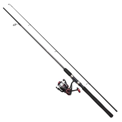 DAM Full Tech Spinning Combo, Süßwasserangler Angelrute Rolle Hecht Barsch Zander Mehr, Starkes Leichtgewicht Vielseitig, Schwarz Grau, 1.80m Mäßig schnelle Rute, 2000er Rolle
