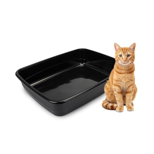 Ferplast Katzenklo XXL, offene Katzentoilette Extra Large, aus Kunststoff, für große Katzen, L 64,5 x W 49,5 x H 14,5 cm, schwarz