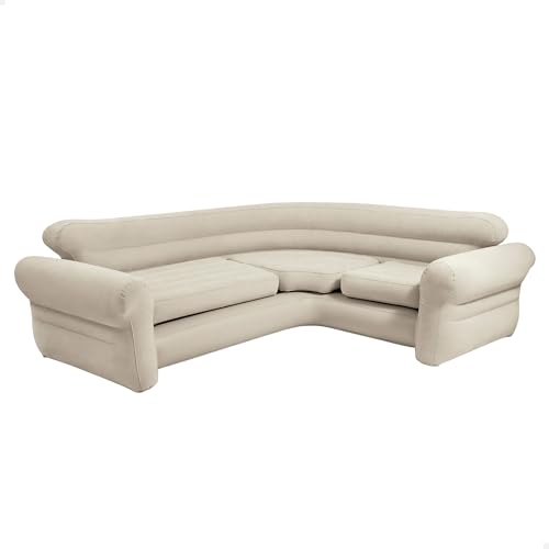 Intex 68575NP – Aufblasbares Ecksofa Beige, Vinyl, Beige, 257 x 203 x 76 cm