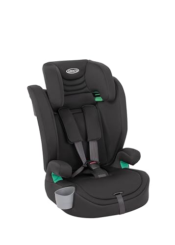 Graco Eldura™ R129 Kindersitz, Autositz vorwärtsgerichtet ab 15 Monaten bis ca. 12 Jahre (76-150 cm), Seitenaufprallschutz, schwarz, Midnight