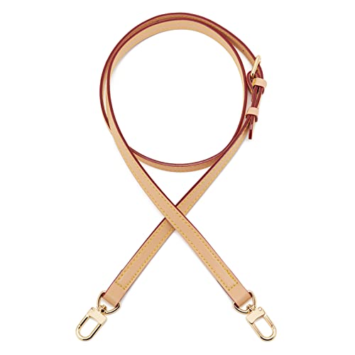 ZOUIQSS Leder-Taschengurt, verstellbarer Ersatz-Umhängegurt, Schultergurte für kleine Taschen Speedy Favorite MM Nano Pochette Metis mit goldener Hardware(Vachetta Riemen Breite 1.5cm)