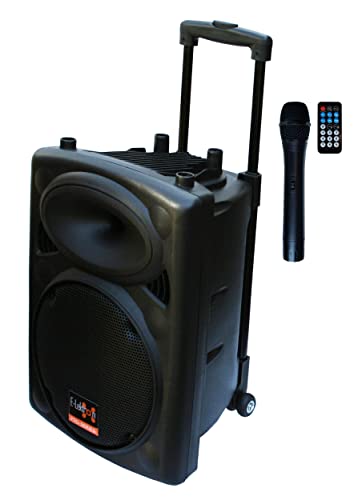 Mobile PA Sound Anlage Akku-MP3-USB-SD FM-Radio inkl. Funkmikrofon Party Lautsprecher Soundsystem E-Lektron EL25-M 500W