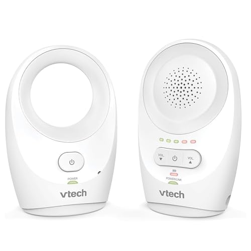 VTech BM1120 Baby-Audioüberwachungsgerät, klare Tonübertragung und Sicherheit, Lange Reichweite, 5-stufige LED-Lautstärkeanzeige, Gürtelclip, wiederaufladbare Batterien