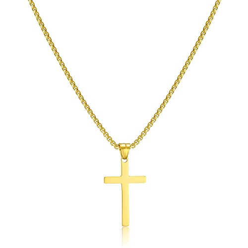 AFSTALR Kreuz Kette Herren Gold Kette mit Kreuz Anhänger Kette Christentum Schmuck Herren