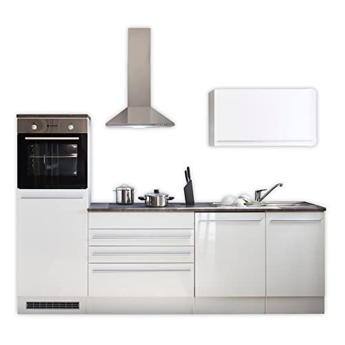 84-131-13 JAZZ Küchenblock Küchenzeile Weiß Hochglanz ohne Geräte ca. 260 x 200 x 60 cm