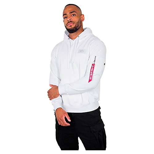 ALPHA INDUSTRIES Herren Back Print Hoody Kapuzensweat Kapuzenpullover, White, S
