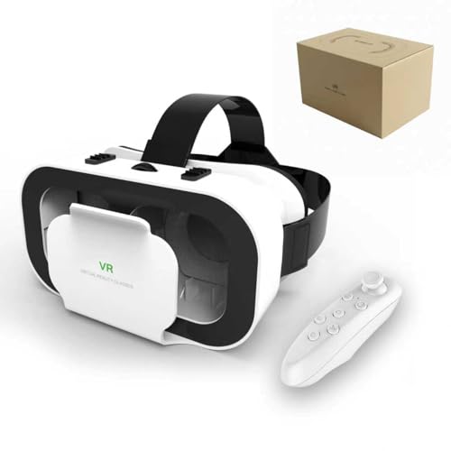 VR Brille mit kabelloser Steuerung - 4K Ultra HD, Smartphone-Headset für Gaming & 360°-Filme, Kompatibel mit iPhone/Android 4.7-6.5 Zoll