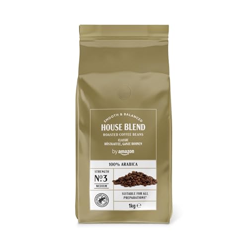by Amazon House Blend Kaffeebohnen, mittelgeröstet, 1 kg, Rainforest Alliance zertifiziert