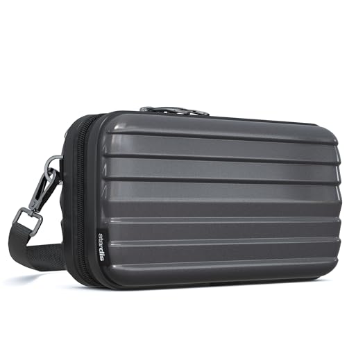 stardis unibag Umhängetasche Schultergurt Reißverschluss Mini-Koffer wasserabweisend Handtasche Innentaschen Kosmetiktasche Hardcase Umhängen Damen Herren Kofferform Hartschale grau