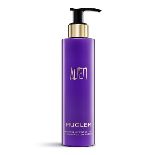 MUGLER Alien Parfümierende Bodylotion, Damen-Parfum, Amberartig, holzig und blumig, Außergewöhnlicher Duft, 200 ml