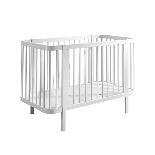 Stella Trading PEPPINI Babybett 70x140 cm mit Umbauseite aus Nadelholz in Weiß – mitwachsendes Kinderbett mit Umbauseite – 74 x 84 x 145 cm (B/H/T)