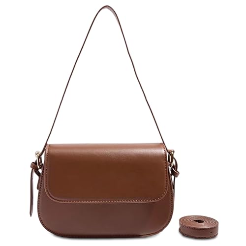 Mabecol Umhängetasche Damen, Kleine Handtasche PU Leder, Schultertasche Handtasche Klein, Umhängetasche Shopper Tasche für Alltag, Arbeit, Freizeit, Braun