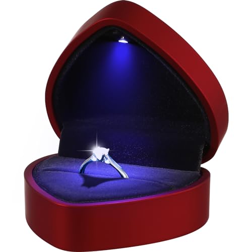 LED Ring Box Herzform Ring Schachtel Schmuckschatullen Geschenkbox für Hochzeit Verlobungsring Valentinstag