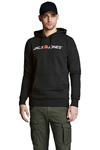 JACK & JONES Herren Jjecorp Logo Sweat Hood Noos 12137054 Kapuzenpullover, Schwarz, XL EU