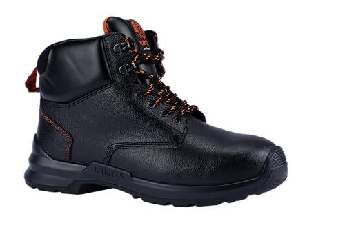 Honeywell King's by KWD301B 6250135 Sicherheitsstiefel aus wasserfestem Leder mit mittelhohem Schnitt, breite Stahl-Zehenkappe, rutschfeste Sohle, schwarze Farbe, Größe 9.5 UK, 6250135-44/095