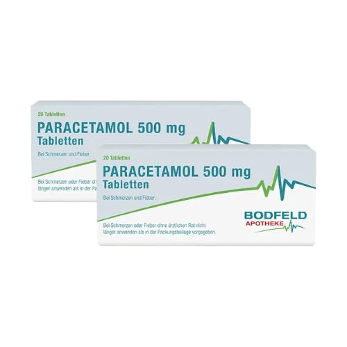 PARACETAMOL 500 mg Tabletten Bodfeld Apotheke (2x20St) 40 St - bei leichten bis mäßigen Schmerzen (wie Kopfschmerzen, Regelschmerzen und Zahnschmerzen) | gut verträglich, fiebersenkend