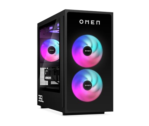 HP Omen GT16-0273ng 35L Gaming Desktop PC, Intel Core i7 i7-14700F, 32GB DDR5-SDRAM, 1 TB SSD, NVIDIA GeForce RTX 4060 Ti, Tower PC, Windows 11 Home, Schwarzes Metall mit Glas Blende
