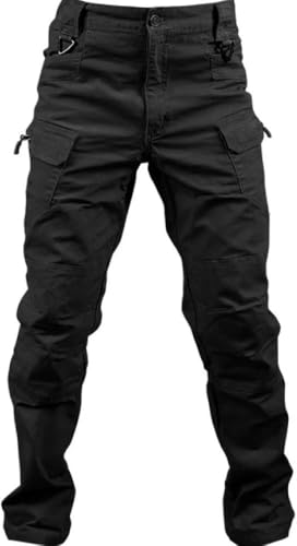Stafeny Normale Cargohose für Herren, Kampfhose, Militärhose, taktische Militärhose, Freizeithose mit mehreren Taschen, Schwarz, Schwarz , XX-Large