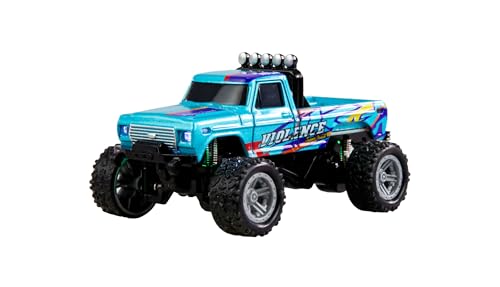 Amewi RC-Monstertruck Die Cast 1:64 RTR blau, Fernsteuerung im Kartenformat