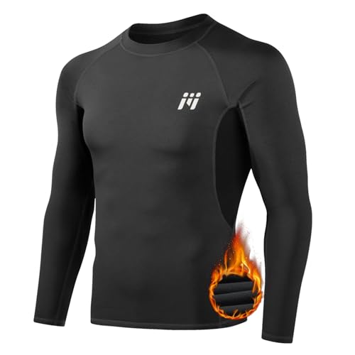 MEETWEE Herren Thermounterwäsche Oberteile,Thermoshirt Langarm Kompressionsshirt Funktionsshirt Atmungsaktiv Thermounterhemd Männer Sportshirt für Running Fitness Gym