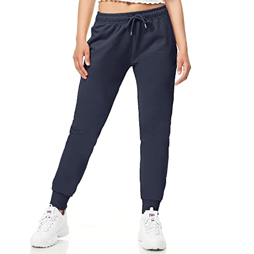 ROSS CAMP Jogginghose Damen - Sporthose Frauen Baumwolle, Trainingshose Fitness High Waist, Sweatpants Slim Fit Freizeithose Lang, Jogging Hose Laufhosen Modern Navy/XXL