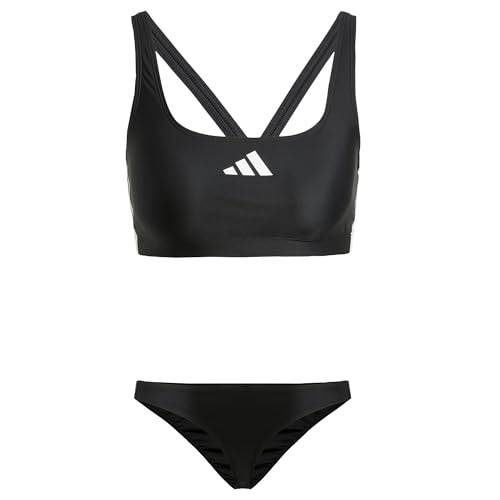 adidas Damen 3 Stripes V-Back Bikini, Black/White, 38