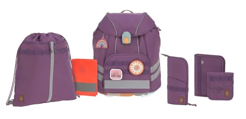 LÄSSIG 7-teiliges Schulranzen Set Kinder/School Set Flexy Unique Lila/Violett
