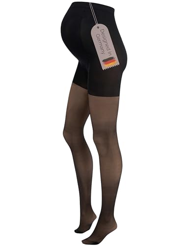 Herzmutter Umstandsstrumpfhose 20DEN - transparent-matte-soft - Schwangerschaftsstrumpfhose - Hautfarben-Beige-Schwarz - 1er & 2er-Set - 1200 (L-XL, Schwarz)