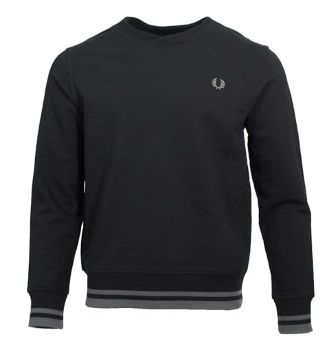 Fred Perry Herren Rundhals Pullover M6588 (DE/NL/SE/PL, Alphanumerisch, M, Regular, Regular, Schwarz)