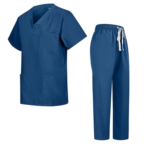 Beautyshow Unisex-Schrubb-Set, Schlupf-Kasack & Schlupfhose, Medizinische Uniformen, Schlupfjacke Oberteil mit Hose, Krankenschwester Krankenhaus Berufskleidung Medizin Arzt Uniform, M