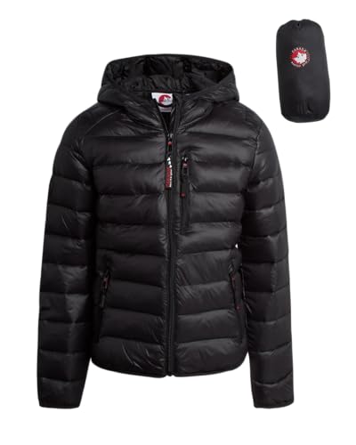 CANADA WEATHER GEAR Damen Puffer Jacke - Gesteppter Fleece Gefütterter Wintermantel - Bubble Jacket für Frauen (Größe: S-XL), Schwarz glänzend, Medium