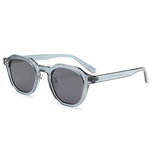 kachawoo TR90 Polarisierte Sonnenbrille für Frauen Mens Square Polygon Retro Vintage Sonnenbrille Dicker Rahmen Luxus Brand Design Brillen (blue with grey)