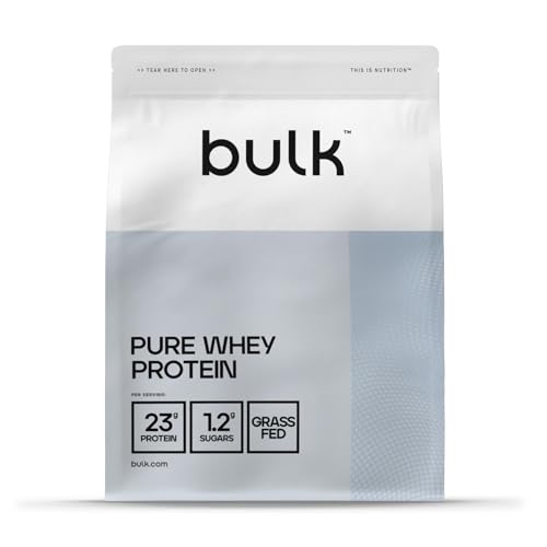Bulk Pure Whey Protein Pulver | Geschmacksneutral | 26g Protein 5g BCAAs Portion | Whey Konzentrat Shake | Wenig Zucker | Unterstützt Muskelaufbau Regeneration | Leicht mischbar | Vegetarisch | 1kg
