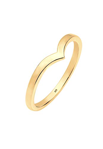 Elli Ring Damen V-Form Stacking Trend in 925 Sterling Silber Vergoldet