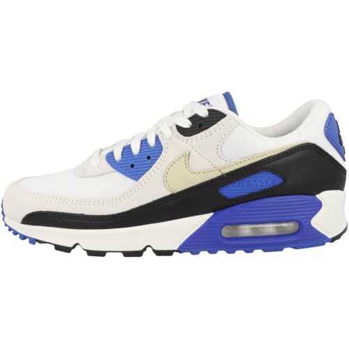 Nike Herren Air Max 90 Premium Sneaker, Weiß, Khaki, Racer, Blau, Schwarz, 44.5 EU