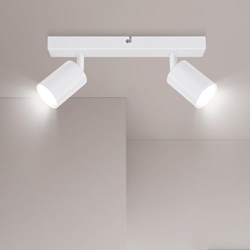 Ketom Deckenstrahler LED Weiß - Deckenstrahler 2 Flammig - LED Deckenleuchte Schwenkbar - GU10 Deckenlampe Spot - Spotlight Lampe Modern - Strahler Deckenspot für Küche, Wohnzimmer, Schlafzimmer