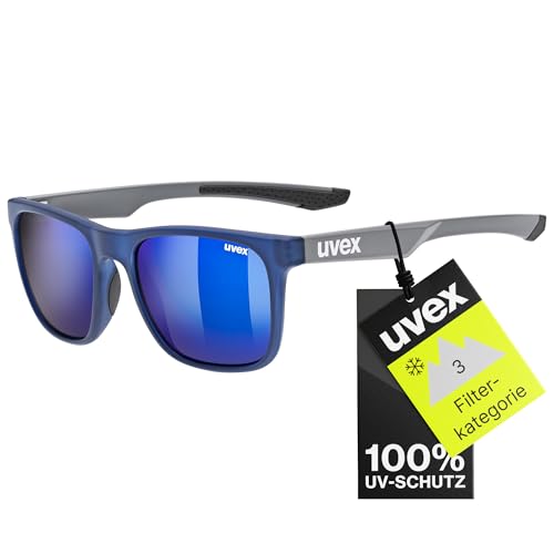 uvex LGL 42 - Sonnenbrille für Damen und Herren - 100% UVA-, B, C Schutz - inkl Schriftzug auf den Bügeln - blue grey/blue - one size