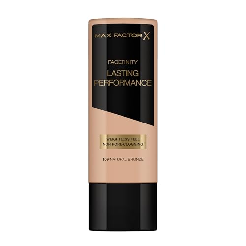 Max Factor Lasting Performance Foundation Natural Bronze 109 – Langanhaltendes Flüssig Make-Up – Für die perfekte, schwerelose Grundierung – 1 x 35 ml (1er Pack)