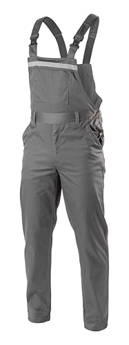 Högert Technik – Arbeitsschutz Latzhose FABIAN, Dunkelgrau Hosen für Herren mit Elastischen Trägern, 3 Taschen, reflektierenden Elementen, Größe 4XL
