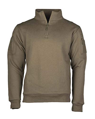Mil-Tec Tactical Sweatshirt (Unisex) • Pullover mit Zipper • Sweater mit Kragen • Atmungsaktives Sweatshirt Damen & Herren • Warmer Pulli für Arbeit, Freizeit, Outdoor • Ranger Grün, XL
