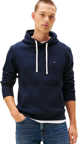 Tommy Hilfiger Herren Hoodie Essential Fleece Regular Fit, Blau (Desert Sky), L