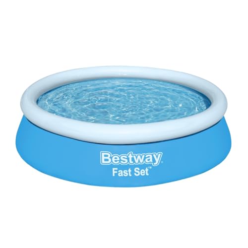 Bestway Fast Set Aufstellpool ohne Pumpe, Ø 183 x 51 cm, Blau, Rund, 940 Liter, TriTech-Material, Selbstaufbauend, Sicherheitsventil, Inkl. Reparaturflicken