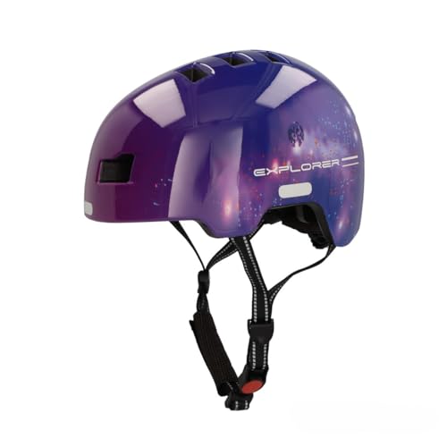 FISCHER BMX Fahrradhelm, Radhelm, Dirt Bike Helm Plus Explorer, S/M, 54-59cm, blau, mit integriertem LED-Rücklicht