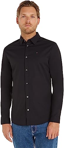 Tommy Jeans Herren Tjm Original Stretch Shirt Dm0dm04405 Langarmhemden Gewebte Oberteile, Black (Tommy Black), XL EU